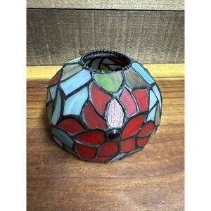 Vintage mosaic stained glass lamp shade replacement hand crafted Poinsettia Red
